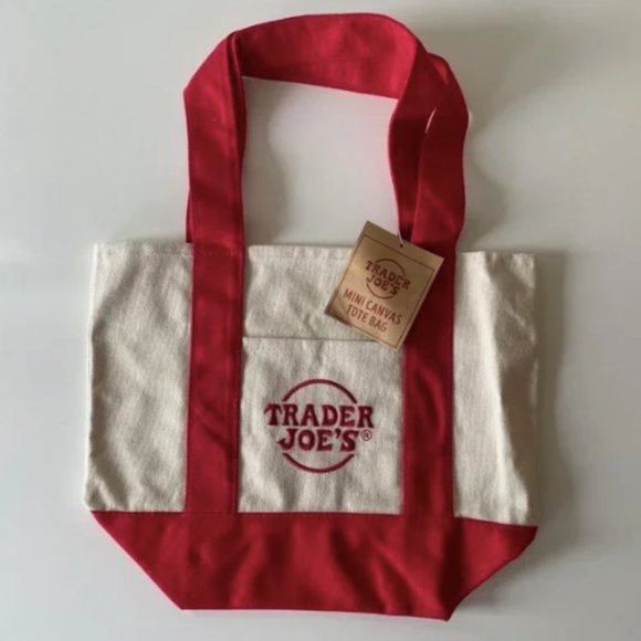 NWT - Trader Joe's Canvas Mini Tote - Red - Picture 2 of 2
